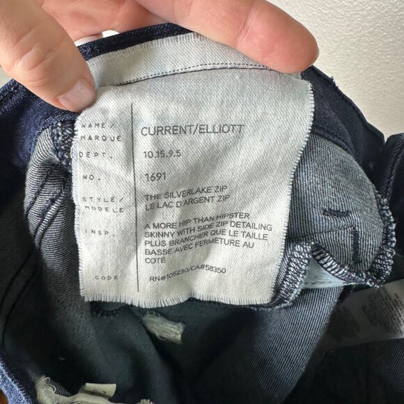 Current/Elliott The Silverlake Zip in D'argent Zip Skinny Jeans Size 26 Low Rise - Picture 10 of 13